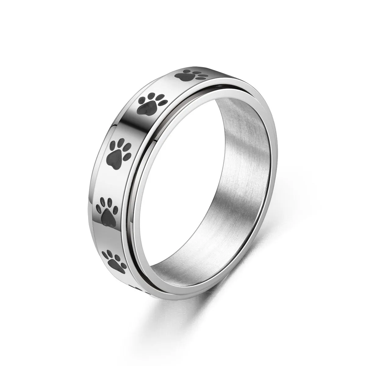 Wholesale Titanium Steel Men's Colorful Footprint Ring