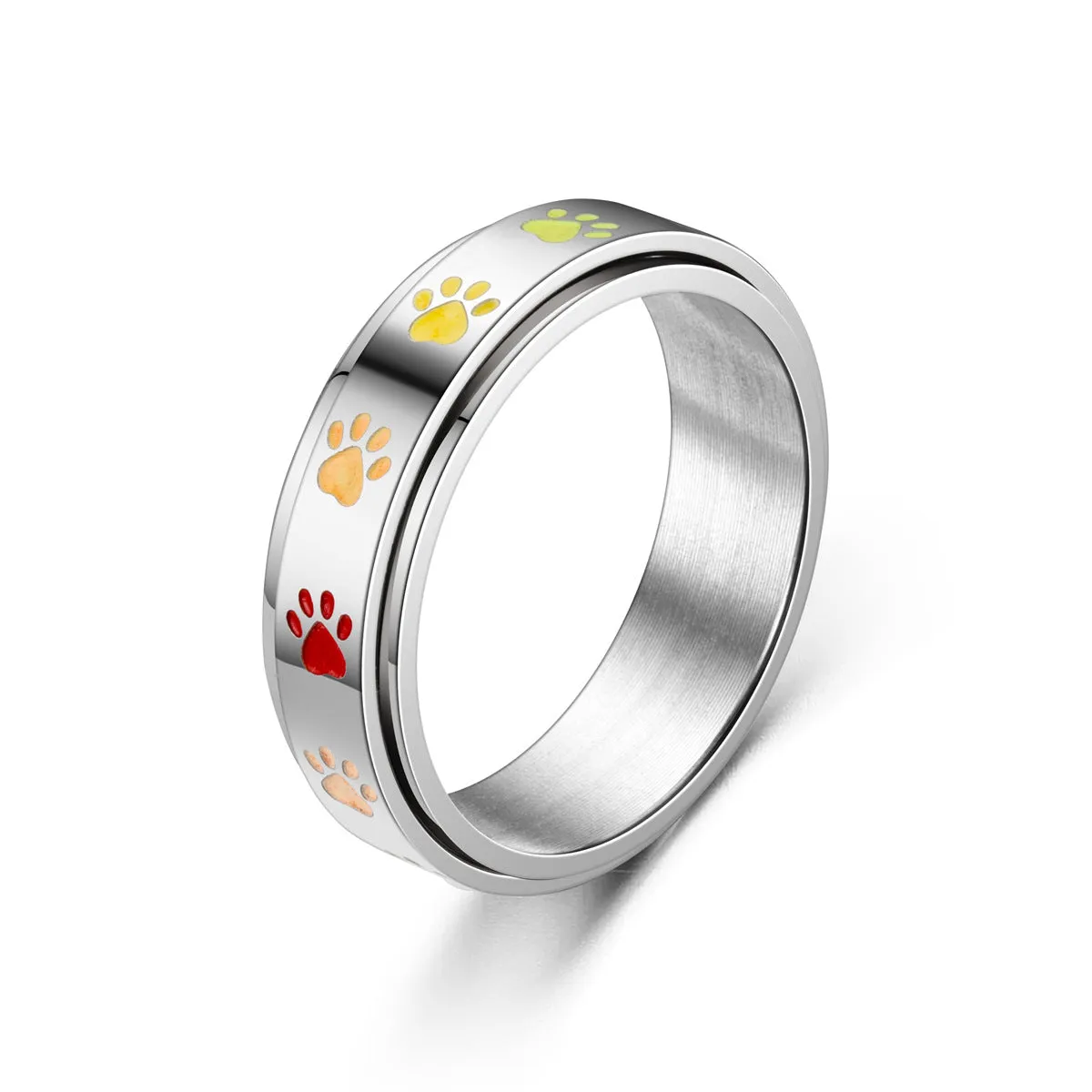 Wholesale Titanium Steel Men's Colorful Footprint Ring