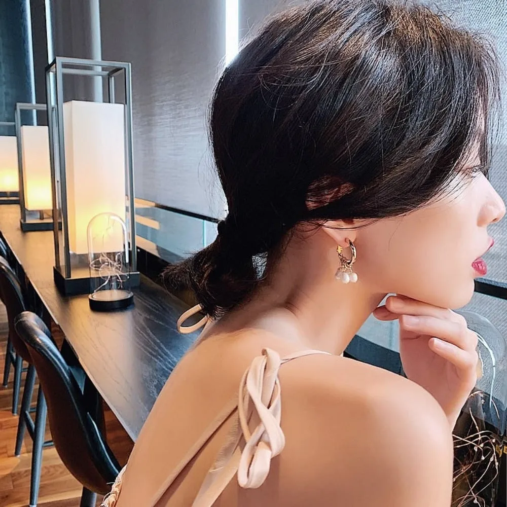 women earrings goldcolor crystal pearl dangle rhinestone pendants ✈️ free.shipping