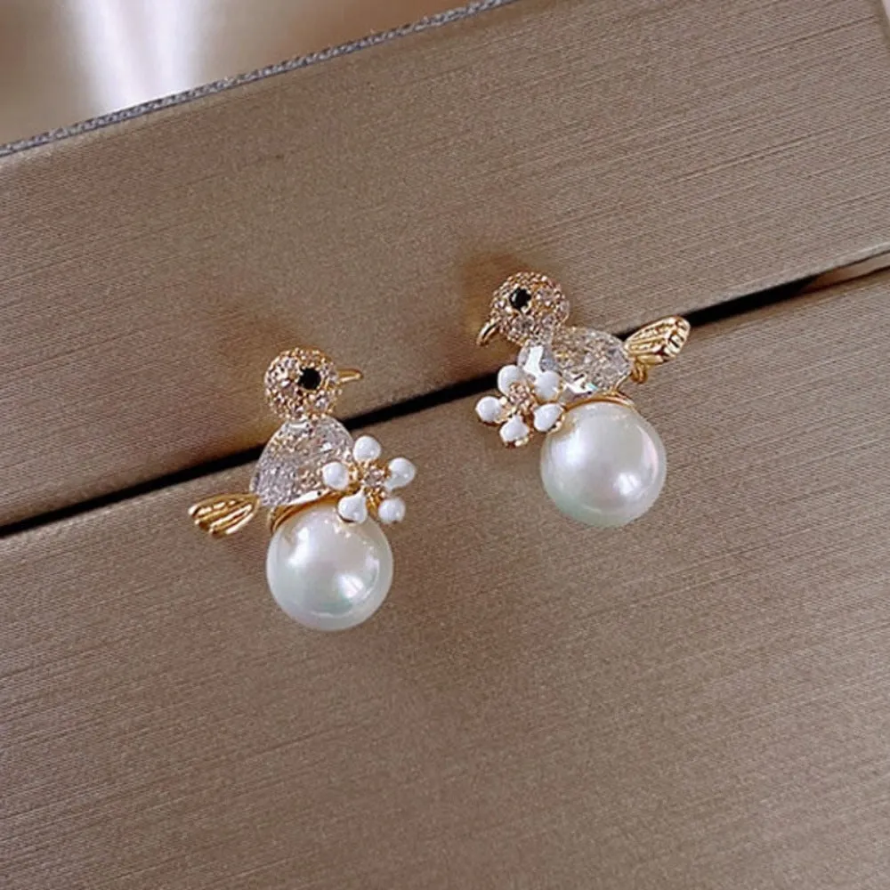 women earrings goldcolor crystal pearl dangle rhinestone pendants ✈️ free.shipping