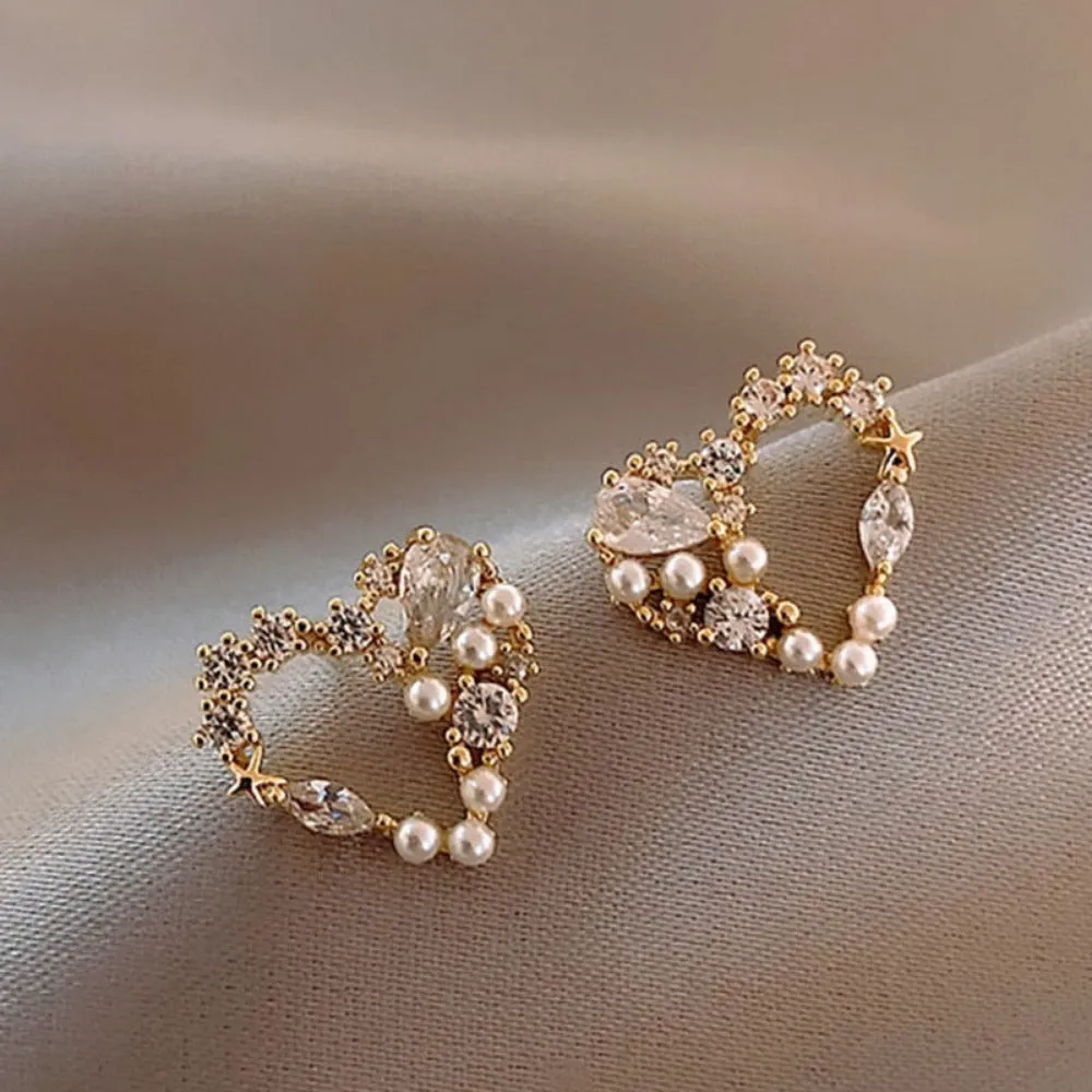 women earrings goldcolor crystal pearl dangle rhinestone pendants ✈️ free.shipping