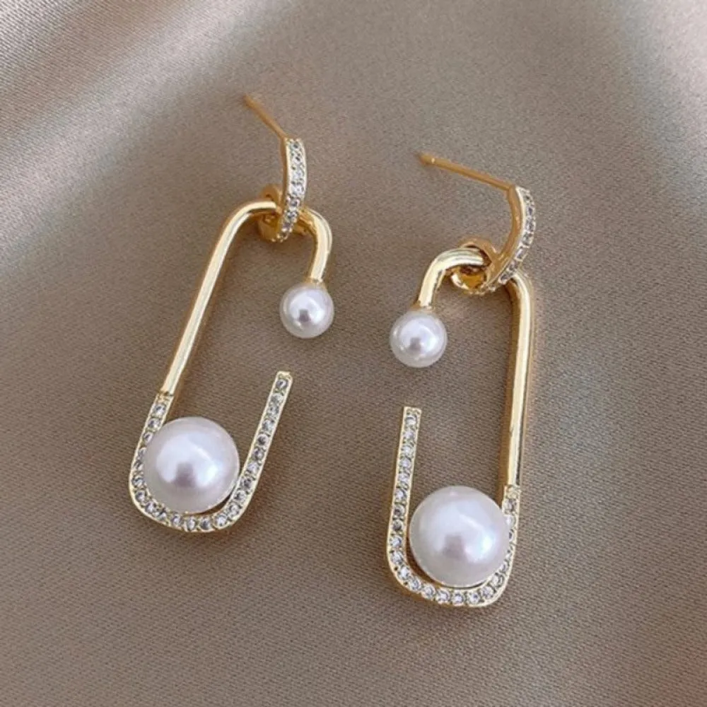 women earrings goldcolor crystal pearl dangle rhinestone pendants ✈️ free.shipping