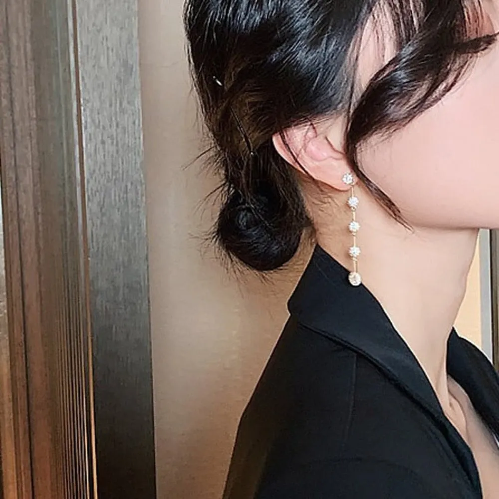 women earrings goldcolor crystal pearl dangle rhinestone pendants ✈️ free.shipping