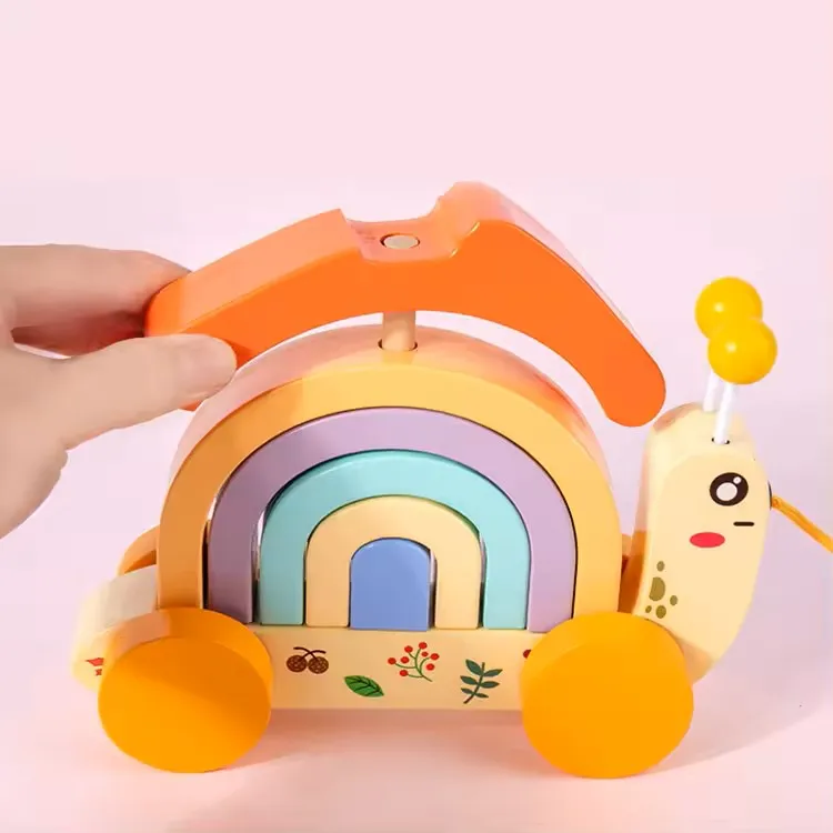 Wooden Snail Stacker Pull Along Toys for 1   Year Old Boy