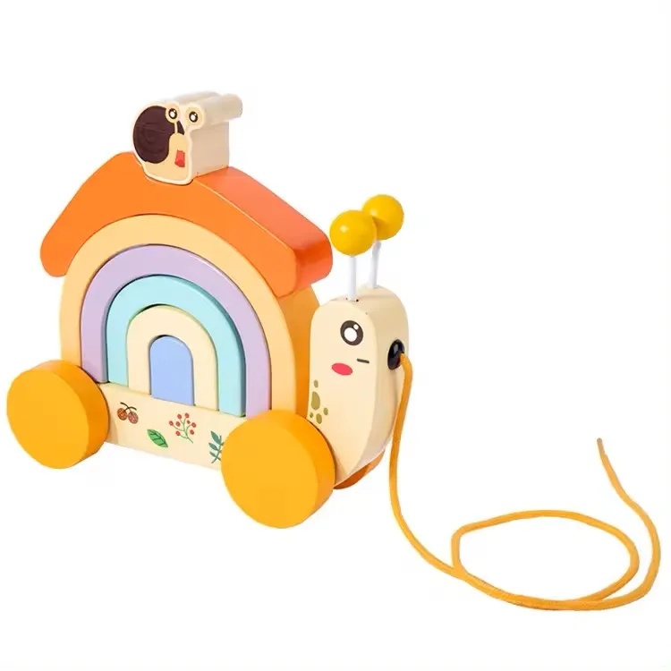 Wooden Snail Stacker Pull Along Toys for 1   Year Old Boy