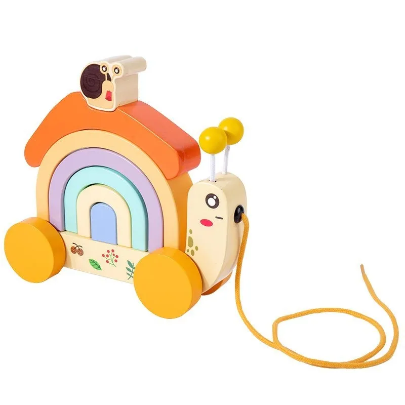 Wooden Snail Stacker Pull Along Toys for 1   Year Old Boy