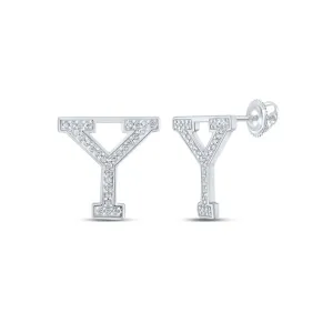 Y Initial Sparkling Diamond Earrings in 10kt White Gold